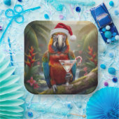 Christmas Macaw Parrot With Martini Cocktail Pappteller (Party)