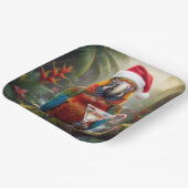 Christmas Macaw Parrot With Martini Cocktail Pappteller (Gewinkelt)