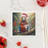 Christmas Macaw Parrot With Martini Cocktail Serviette (Beispiel)