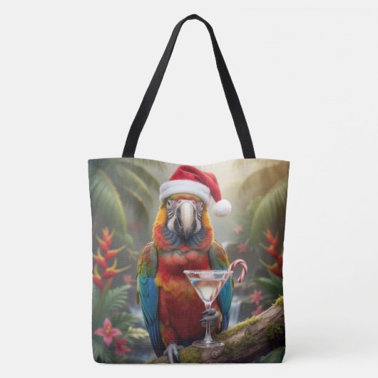 Christmas Macaw Parrot With Martini Cocktail Tasche (Rückseite)