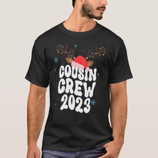 Christmas Maching Cousin Crew Riendeer Xmas Lights T-Shirt (Vorderseite)