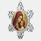 Christmas Madonna and Child Schneeflocken Zinn-Ornament (Rechts)
