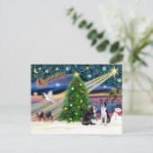 Christmas Magic-Boston Terrier (2) Feiertagspostkarte (Stehend Vorderseite)