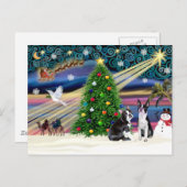 Christmas Magic-Boston Terrier (2) Feiertagspostkarte (Vorne/Hinten)