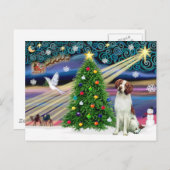 Christmas Magic Brittany Spaniel Feiertagspostkarte (Vorne/Hinten)