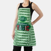 Christmas Magic Calligraphy Green Pine Trees Funky Schürze (InSitu)