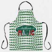 Christmas Magic Calligraphy Green Pine Trees Funky Schürze (Vorderseite)