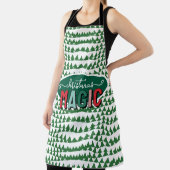 Christmas Magic Calligraphy Green Pine Trees Funky Schürze (InSitu)