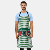 Christmas Magic Calligraphy Green Pine Trees Funky Schürze (Getragen)