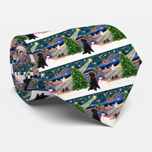 Christmas Magic Poodle (schwarzer Standard) Krawatte (Gerollt)