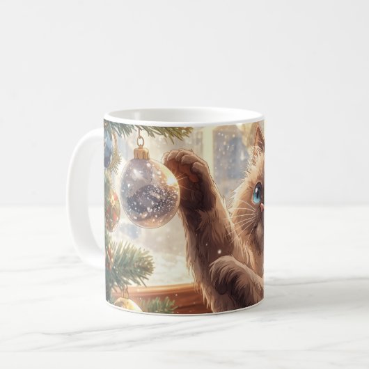 “Christmas Magic: Ragdoll Cat” Cute Ragdoll Cat Kaffeetasse (Vorderseite Links)