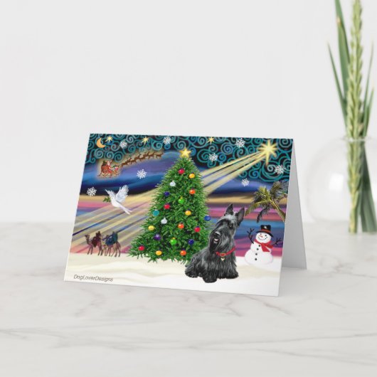 Christmas Magic Scottish Terrier 2B Feiertagskarte (Vorderseite)