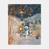Christmas Magic Snowman & Friends Blau Fleecedecke (Vorderseite)
