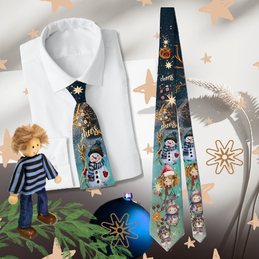 Christmas Magic Snowman & Friends Blau Krawatte