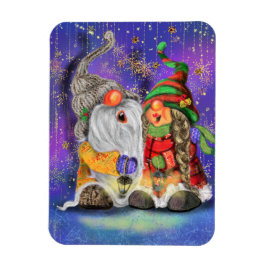 Christmas Magnet Geschenk Couple Gnomes singen