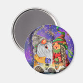 Christmas Magnet Geschenk Couple Gnomes singen (Vorderseite/Rückseite)