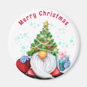 Christmas Magnet Happy Gnome mit Geschenken