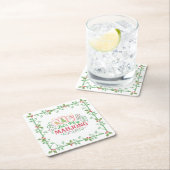 Christmas Mahjong Crest | Monogram Rechteckiger Pappuntersetzer (Vor Ort)