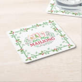 Christmas Mahjong Crest | Monogram Rechteckiger Pappuntersetzer (angewinkelt)