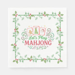 Christmas Mahjong Crest | Monogram Serviette