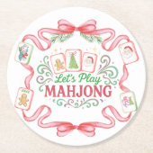 Christmas Mahjong | Monogram Runder Pappuntersetzer (Vorderseite)