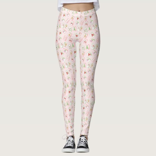 Christmas Mahjong Tiles Leggings (Vorderseite)