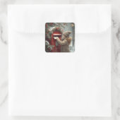 Christmas mailbox cute festive winter holiday art quadratischer aufkleber (Tasche)