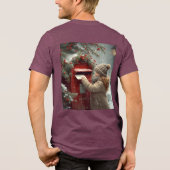 Christmas mailbox t-shirt cute winter holiday Tri-Blend shirt (Rückseite)