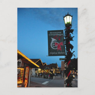 Christmas Main St Alpine Helen GA Postcard Feiertagspostkarte