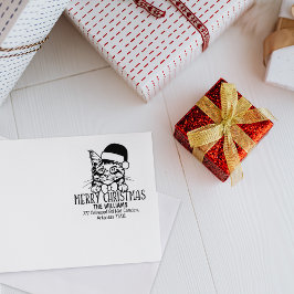 Christmas Maine Coon Cat Rücksendeadresse Gummistempel