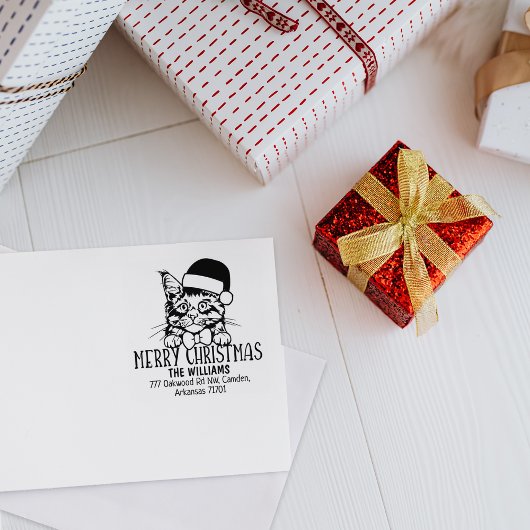 Christmas Maine Coon Cat Rücksendeadresse Gummistempel