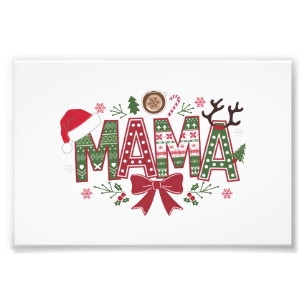 Christmas Mama Coquette Bow Mama Claus Tree Cake Fotodruck