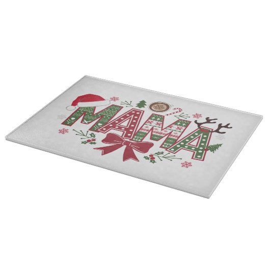 Christmas Mama Coquette Bow Mama Claus Tree Cake Schneidebrett (Ecke)