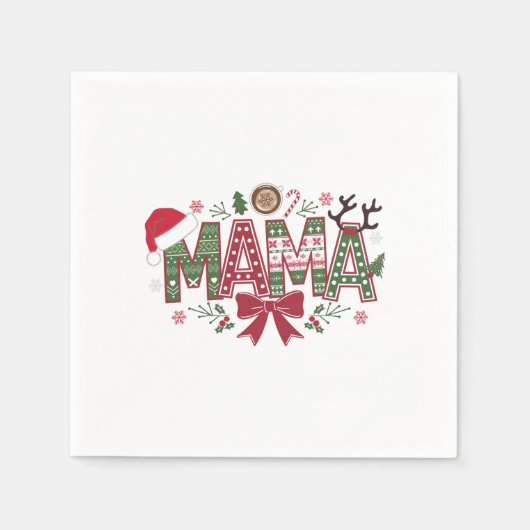 Christmas Mama Coquette Bow Mama Claus Tree Cake Serviette (Vorderseite)