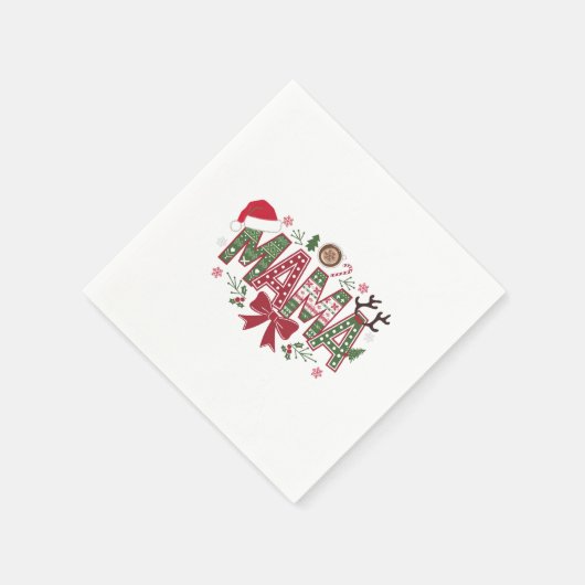 Christmas Mama Coquette Bow Mama Claus Tree Cake Serviette (Ecke)