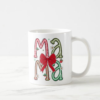 Christmas MAMA Letters Red Bow Niedlich Festive Kaffeetasse