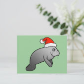 Christmas Manatee Santa Feiertagspostkarte (Stehend Vorderseite)