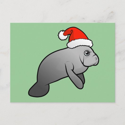 Christmas Manatee Santa Feiertagspostkarte (Vorderseite)