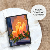 Christmas Mantle Candles Garland Feiertagskarte