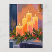Christmas Mantle Candles Garland Feiertagspostkarte (Vorderseite)