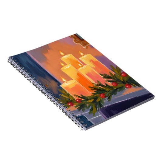 Christmas Mantle Candles Garland Notizblock (Rechte Seite)