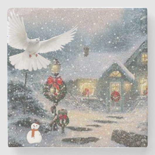 Christmas Marble Stone Untersetzer (Vorderseite)