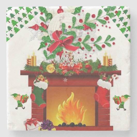 Christmas Marble Stone Untersetzer (Vorderseite)