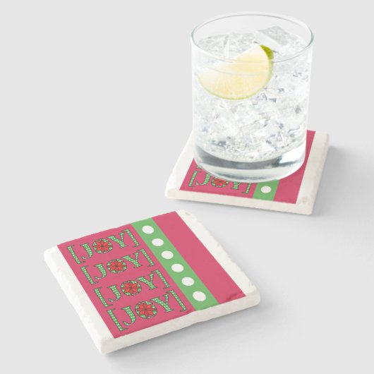 Christmas Marble Stone Untersetzer, Joy Steinuntersetzer (Seitenansicht)