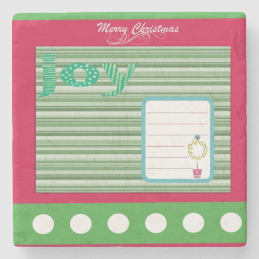 Christmas Marble Stone Untersetzer, Joy Stone Unte Steinuntersetzer (Vorderseite)