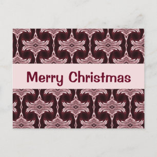 Christmas Maroon Art Deco Muster Feiertagspostkarte