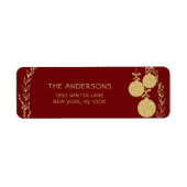 Christmas Maroon Gold Glitzer Rücksendeadresse (Vorne)