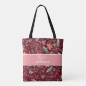 Christmas Maroon Red Green Blume Monogram Tasche (Rückseite)
