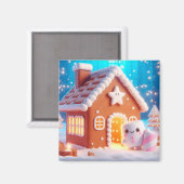 Christmas Marshmallow Gingerbread House Magnet (Vorderseite/Rückseite)