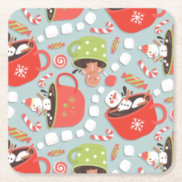 Christmas Marshmallow Snowman Hot Cocoa Rechteckiger Pappuntersetzer